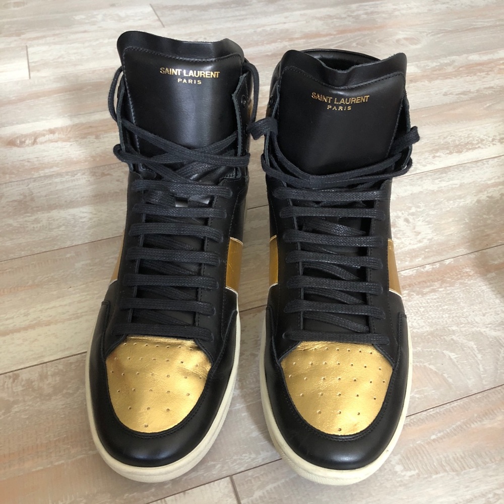 Saint Laurent high tops sz 44.5 black & Gold